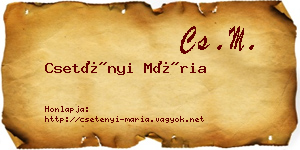 Csetényi Mária névjegykártya