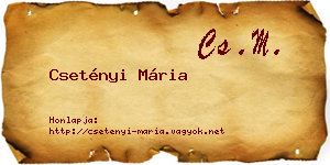 Csetényi Mária névjegykártya